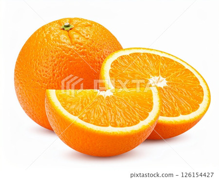 Fresh orange fruit over white background 126154427
