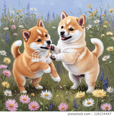 Cute puppies playing outside Cute puppies playing outside 126154447