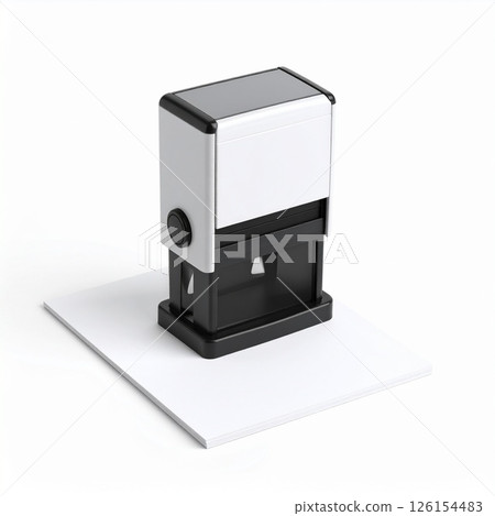 Stamping documents, a stamp on a blank paper over white background 126154483