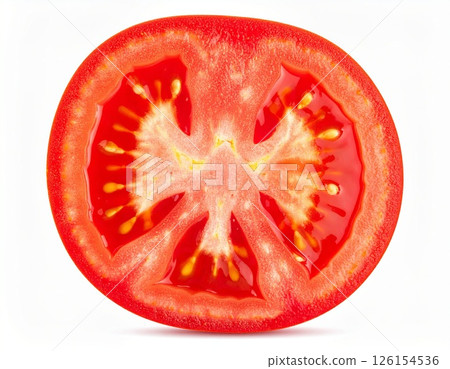 Cut tomato slice over white background 126154536