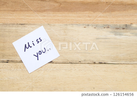 miss you message card handwriting arrangement flat lay postcard style 126154656