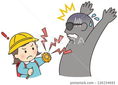 當可疑人員向一名女孩發出呼叫並意圖綁架她時，安全警報響起，他開始驚慌失措 126154693