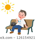 A salesman on the verge of heatstroke while out on the road 126154921