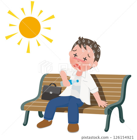 A salesman on the verge of heatstroke while out on the road 126154921