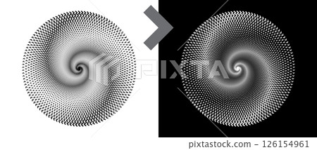 Abstract background with arrows in circle. Art design spiral as logo or icon. A black figure on a white background and an equally white figure on the black side. 126154961