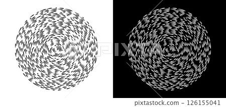 Abstract background with lines in circle. Art design spiral as logo or icon. A black figure on a white background and an equally white figure on the black side. 126155041