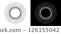 Lines in spiral or circle. A black figure on a white background and an equally white figure on the black side. 126155042