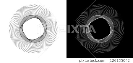Lines in spiral or circle. A black figure on a white background and an equally white figure on the black side. 126155042
