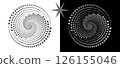 Abstract background with stars in circle. Art design spiral as logo or icon. A black figure on a white background and an equally white figure on the black side. 126155046