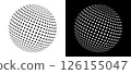 Globe planet concept with dots. Art design as icon or logo. Black shape on a white background and the same white shape on the black side. 126155047