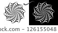 Circle with wave lines as dynamic abstract vector background or logo or icon. Flower concept. Black spiral on white background and white spiral on black background. 126155048