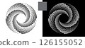 Abstract background with squares in circle. Art design spiral as logo or icon. A black figure on a white background and an equally white figure on the black side. 126155052