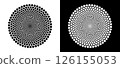 Modern abstract background. Halftone dots in circle form. Round logo. Vector dotted frame. Design element or icon. Black shape on a white background and the same white shape on the black side. 126155053