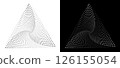Triangle with dots in spiral form. A black figure on a white background and an equally white figure on the black side. 126155054