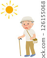 Elderly people on the verge of heatstroke while out and about in the intense summer heat 126155068