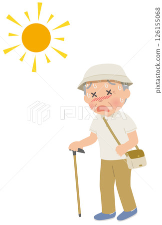 老年人在酷暑中外出，面臨中暑風險 126155068