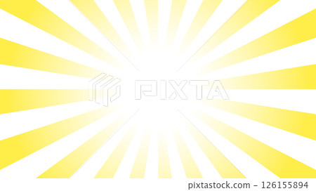 Yellow pop sunburst background. Pop and bright concentrated line background, promotional template. 126155894