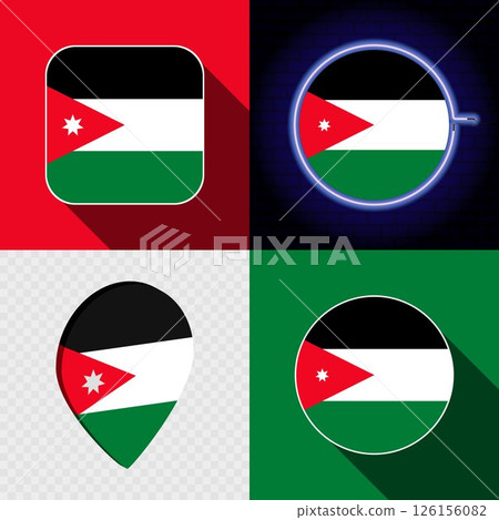 Set of modern icons with the national flag of Jordan. Set of modern icons with the national flag of Jordan. 126156082