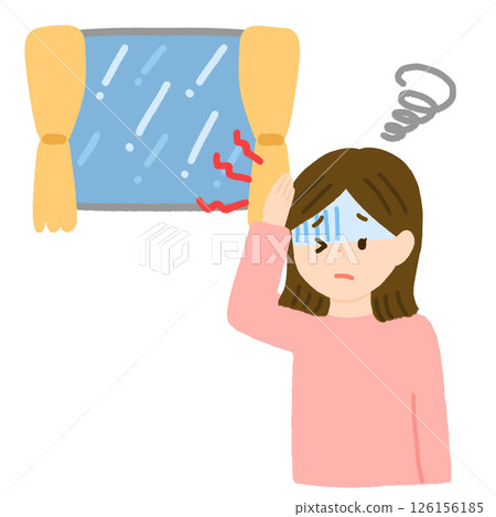 A woman having a headache from the rain A woman having a headache from the rain 126156185
