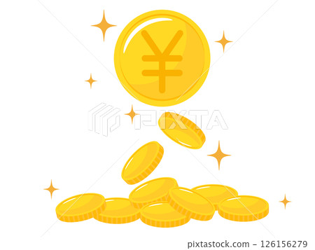 Yen symbol coin and glitter 126156279