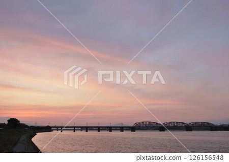 on the riverbed in the morning 126156548