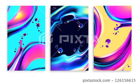 Abstract and Vibrant Splashes Vertical Banner Collection 126156615