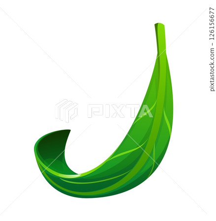 Tree green leaf font letter J. Nature clean ecology English alphabet font letter, green leaf cartoon isolated vector kids ABC typeface element. Tree foliage type symbol or latin typeset sign 126156677