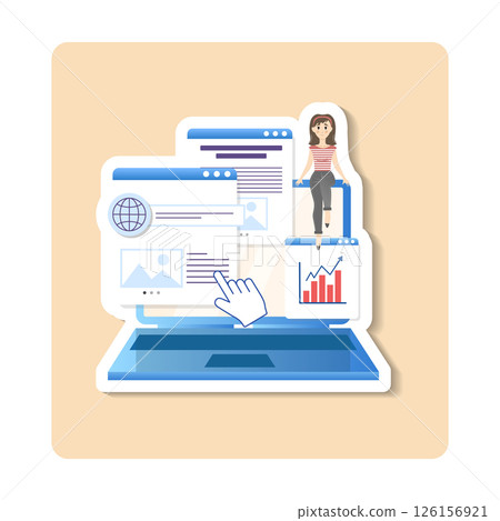 Project manager woman sitting on laptop managing web design project using computer software 126156921