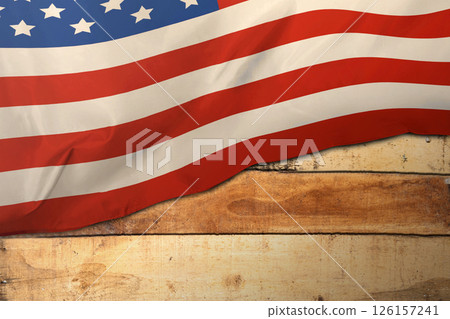 American flag on a wooden background. Concept of Memorial Day, Remember and Honor 126157241