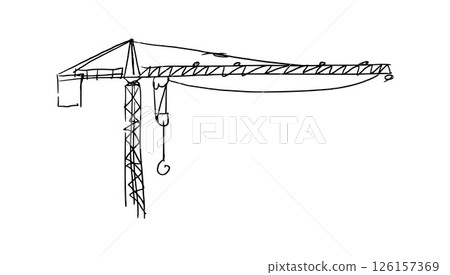 Building crane sketch Building crane sketch 126157369