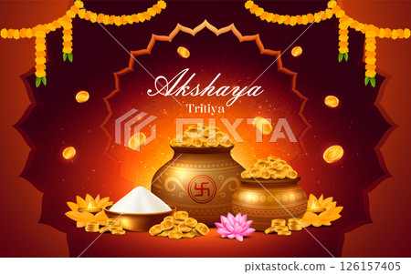 Akshaya Tritiya Gold Pot Background 126157405