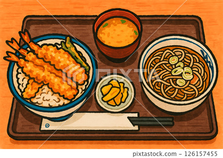 用濾鍋盛裝的天婦羅蕎麥麵 126157455