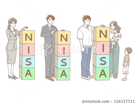 一群人正在堆放寫有「Nisa」字樣的積木 126157721