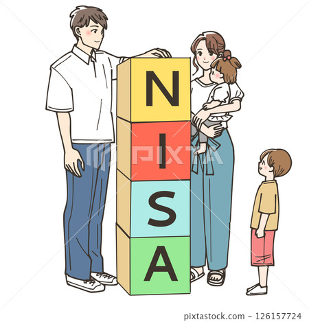 一家人正在堆寫有「Neesa」字樣的積木 一家人正在堆寫有「Neesa」字樣的積木 126157724