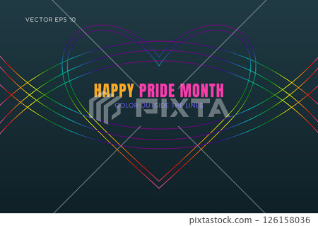 Happy Pride Month Color Outside the Lines Rainbow Heart 126158036