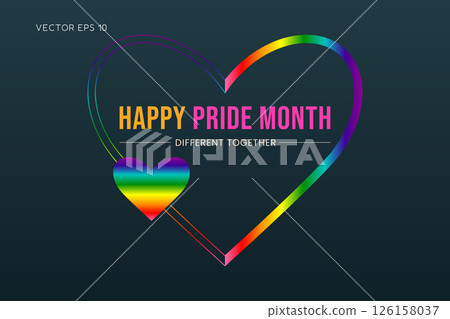 Happy Pride Month Different Together Rainbow Heart Outline 126158037