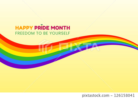 Happy Pride Month Freedom to Be Yourself Rainbow Wave Happy Pride Month Freedom to Be Yourself Rainbow Wave 126158041