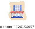 Mediterranean Balcony with Pink Flowers Flat Vector Design 126158057