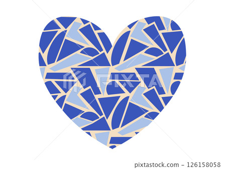 blue mosaic heart made from fragments vecrot illustration 126158058