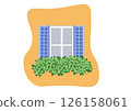 Window with Blue Shutters flat vector illustration 126158061