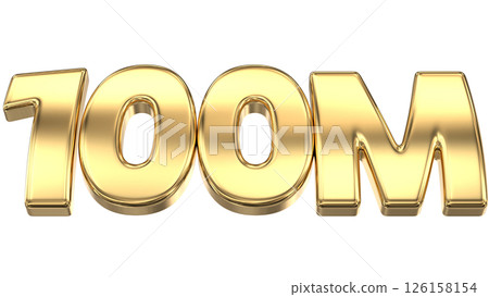 number 100m gold 3d render  126158154