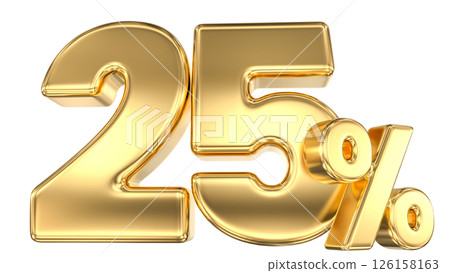 number 25 gold 3d render 126158163