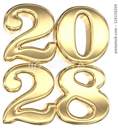 happy new year number 2028 gold 3d render happy new year number 2028 gold 3d render 126158204