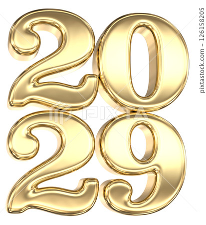 happy new year number 2029 gold 3d render happy new year number 2029 gold 3d render 126158205