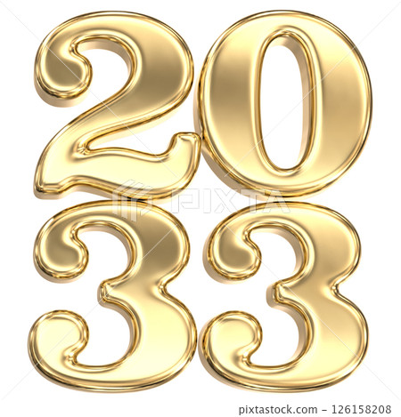 happy new year number 2033 gold 3d render happy new year number 2033 gold 3d render 126158208