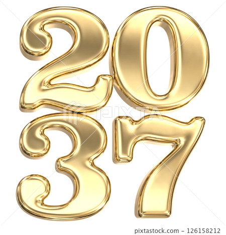 happy new year number 2037 gold 3d render happy new year number 2037 gold 3d render 126158212