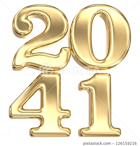 happy new year number 2041 gold 3d render happy new year number 2041 gold 3d render 126158216
