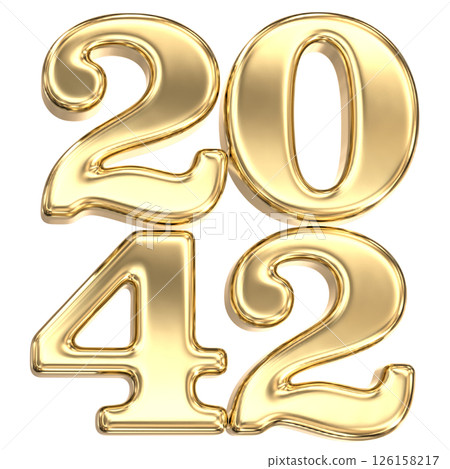 happy new year number 2042 gold 3d render happy new year number 2042 gold 3d render 126158217