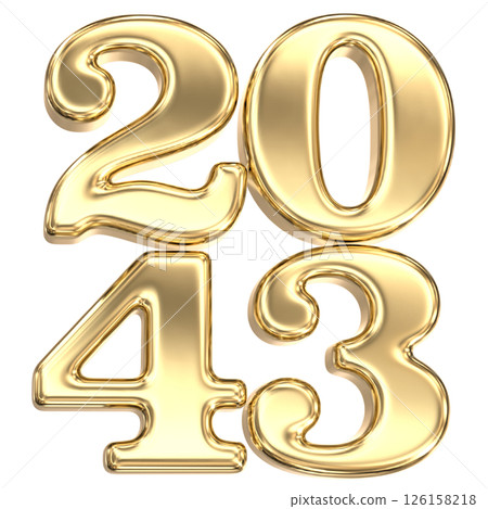 happy new year number 2043 gold 3d render happy new year number 2043 gold 3d render 126158218