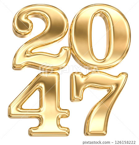happy new year number 2047 gold 3d render happy new year number 2047 gold 3d render 126158222